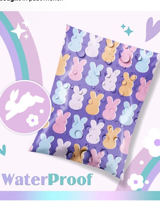 10x13 Purple Peep Bunny Poly Mailers - Set of 25 - Picture 3 of 3